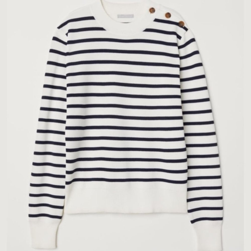 H&M Striped Sweater with Button Detail